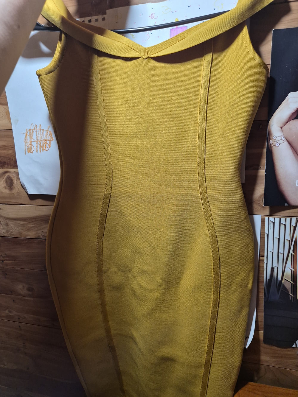Sleeveless V-Neck Mini Dress in Mustard Yellow